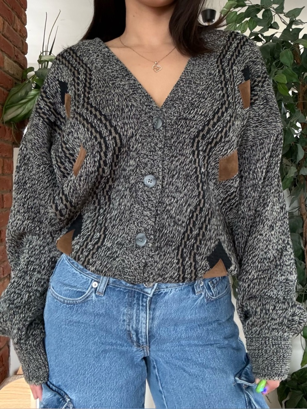 90s Vintage Oversized Cardigan Cabin Core Slouchy Knit